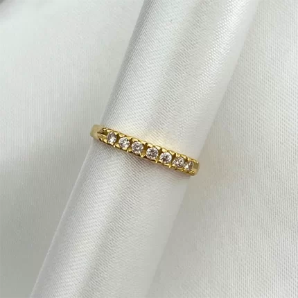 Anillo cintillo 7 piedras - bañado en oro 18K