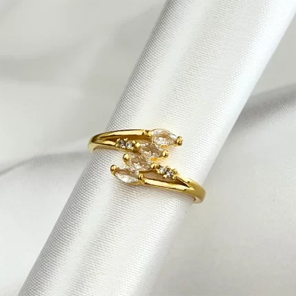 Anillo 4 lágrimas - bañado en oro 18K